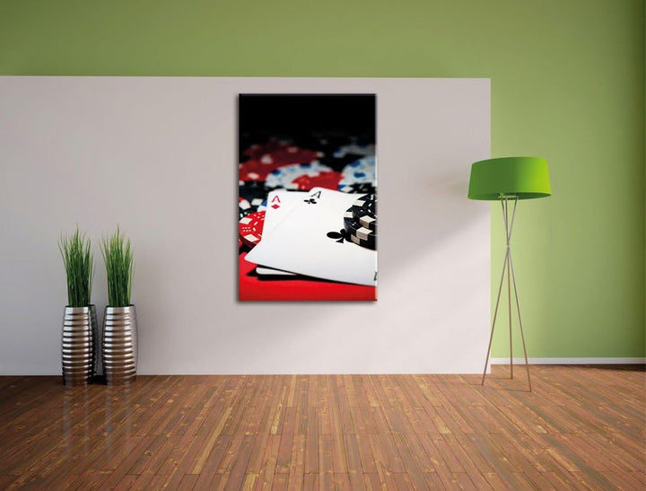 Pixxprint Spielkarten, Format: 100x70 auf Leinwand, XXL riesige Bilder fertig gerahmt mit Keilrahmen