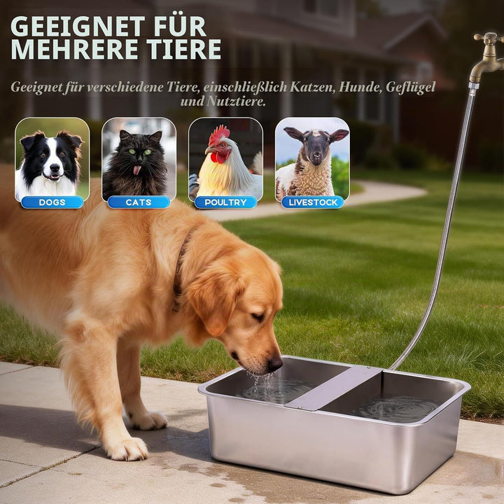 Hundebecken Automatischer Hundewasserspender,25 Liter Hundewasser im Freien Edelstahl-Wassernapf für