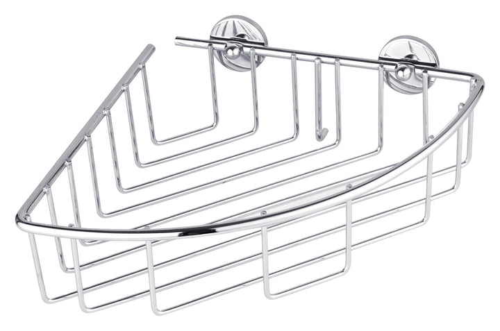 tesa baath Plus Eckkorb für die Dusche, verchromt, inkl. Klebelösung, 76mm x 205mm x 210mm, Eckkorb