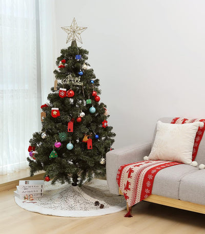 Lewondr Weihnachtsbaum Rock mit Bronziermuster, 35 Zoll Rund Weihnachtsbaumdecke Christbaumständer T