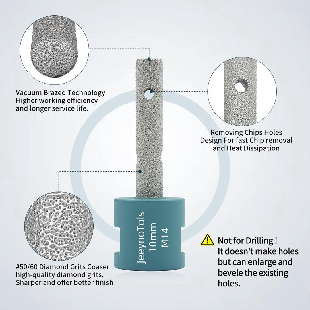 Diamant-Fräsbohrer 10mm für Vergrösserung, Formgebung, Schleifen, runde Fase Bestehende Löcher in Po