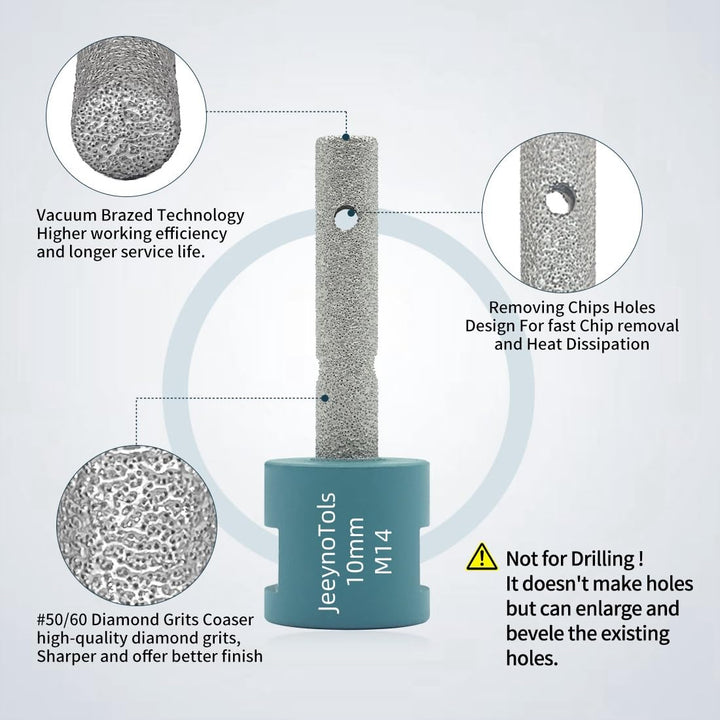 Diamant-Fräsbohrer 10mm für Vergrösserung, Formgebung, Schleifen, runde Fase Bestehende Löcher in Po