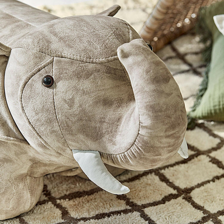 Loberon Sitztier Bellyboo, grau/Creme | Weich Gepolstert - Charmantes Elefanten-Design - Sitzgelegen