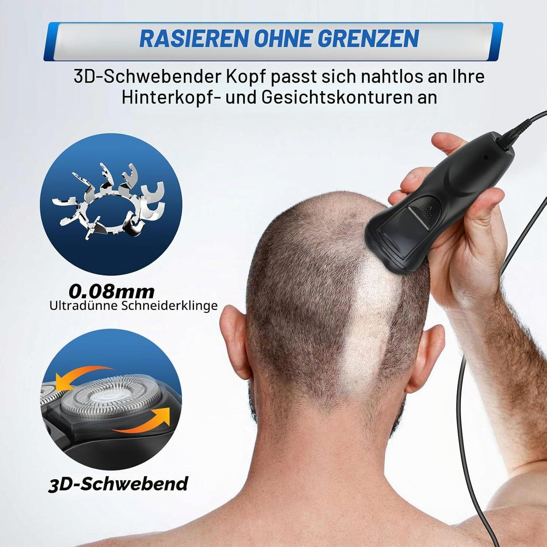 Glatzen Rasierer Herren, 2026 Verbessert Kabel Rasierer Herren mit 3D-Drehköpfen &amp; Leistungsstarker