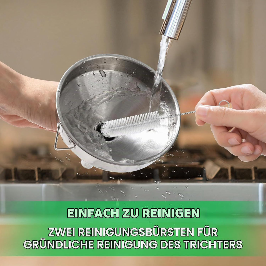Gucass 7 Stk Edelstahl Trichter Set, Grosse Trichter Küche mit Griff, Marmeladentrichter mit Siebfil