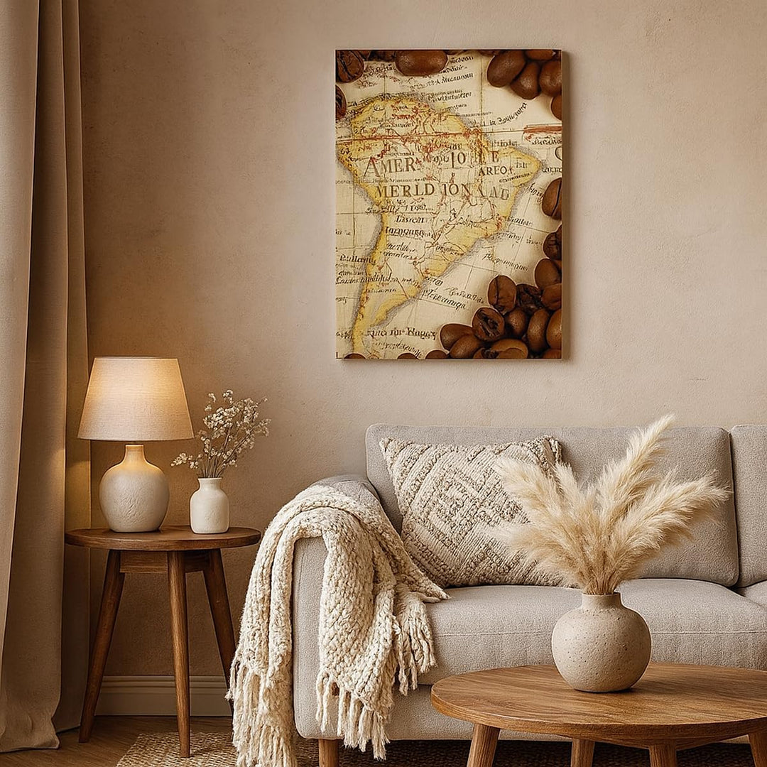 Bilder auf Leinwand 55x100cm Leinwandbild mit Rahmen Südamerika Samen Kaffee Gross Wanddeko Bild Sch