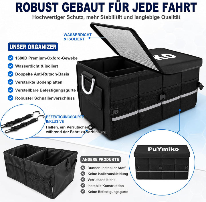 Kofferraum-Organizer 60L, 1680D Oxford mit Isolierfach