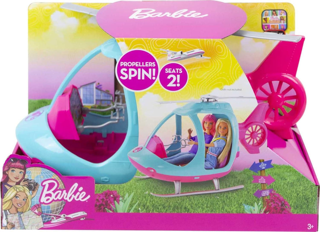 Barbie FWY29 - Hubschrauber in Pink und Blau, Spielzeug Geschenk für Kinder von 3 bis 7 Jahren, Hubs