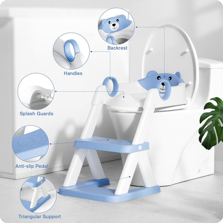 Toilettenleiter für Kinder, Upgraded Kindertoilette für Jungen und Mädchen, 2 in 1 Kind Toilettensit