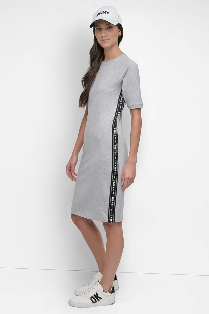 DKNY Damen Dropout Logo Sneaker Dress Lssiges Kleid XS Pearl, XS Pearl
