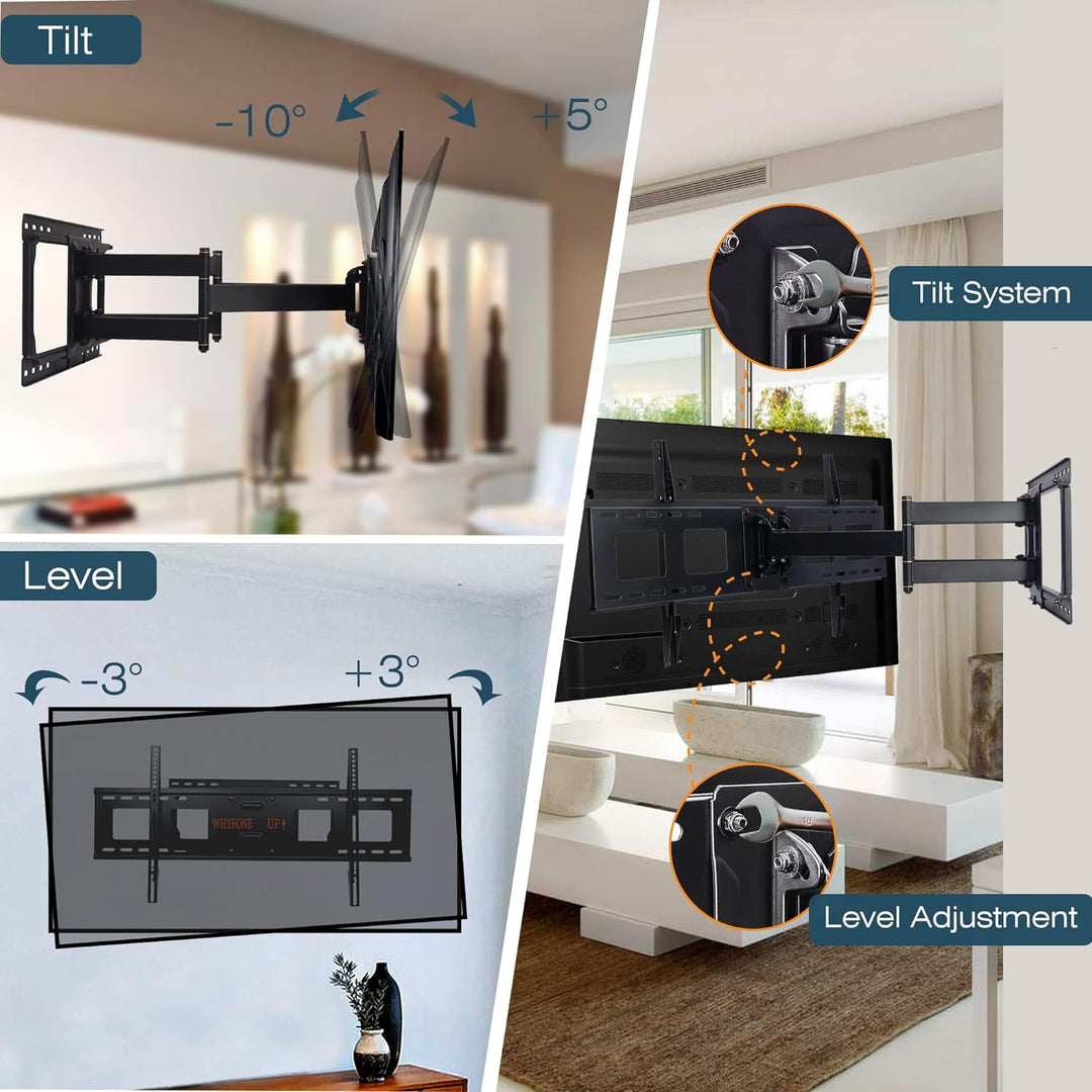 TV Wandhalterung für 42-90 Zoll bis zu 60kg WHYFONE Wandhalterung Fernseher Schwenkbar TV Halterung