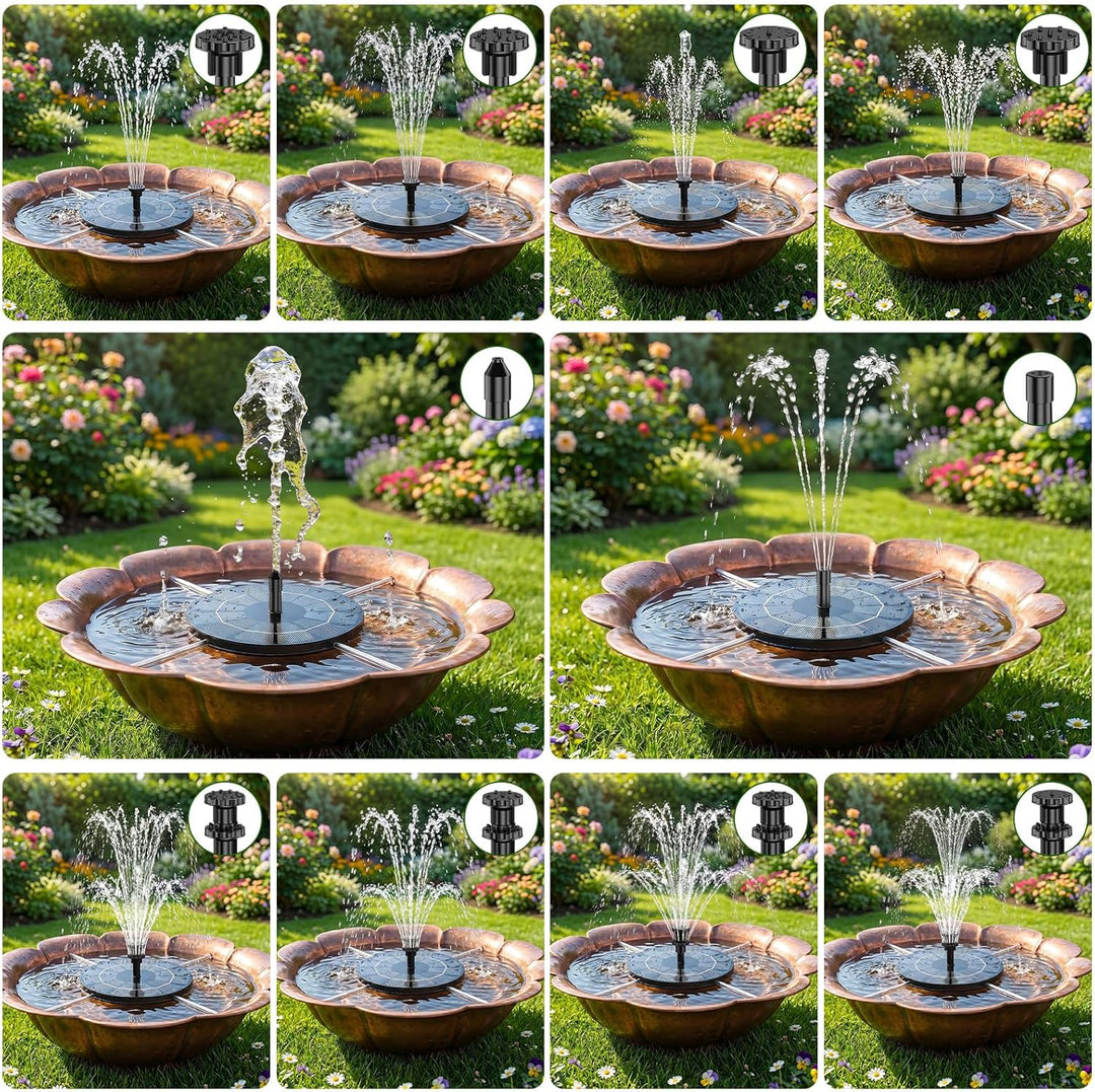 AISITIN 3,5W Solarbrunnen für Draussen mit Solar Panel Eingebaute Batterie Wasserpumpe Solar Schwimm