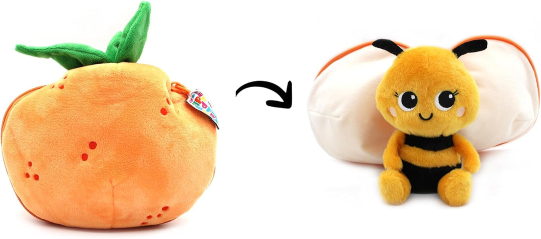LES DÉGLINGOS Flipetz Buzzet The Bee Dekokissen – wendbares 2-in-1-Plüschkissen von Mandarine zu Bie