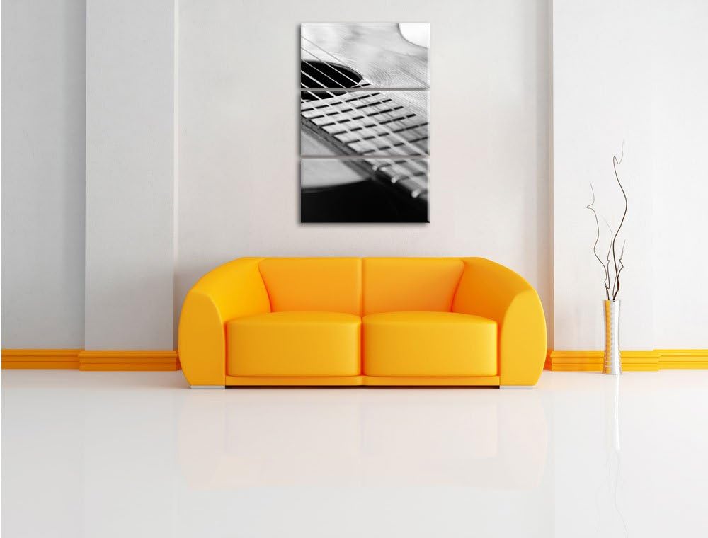 Pixxprint Gitarrensaiten am Schallloch 3-Teiler Leinwandbild 120x80 Bild auf Leinwand