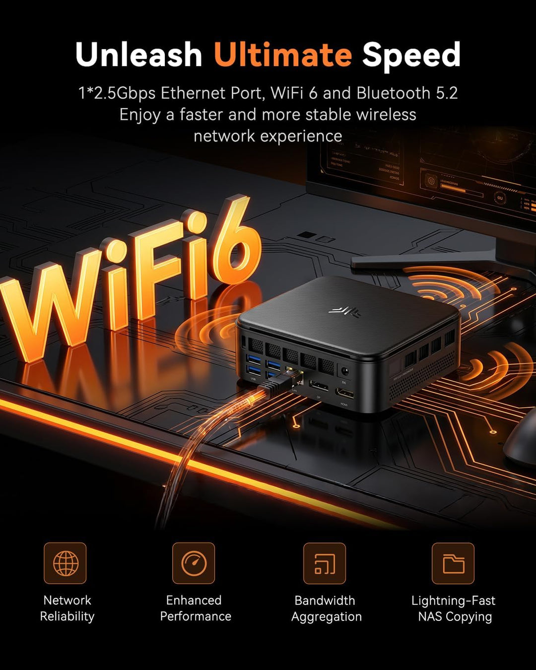 NiPoGi Mini PC АMD Ryzen 7 5800U(8C/16T, bis zu 4,4 GHz), 16GB DDR4 512GB M.2 NVME SSD Mini Desktop