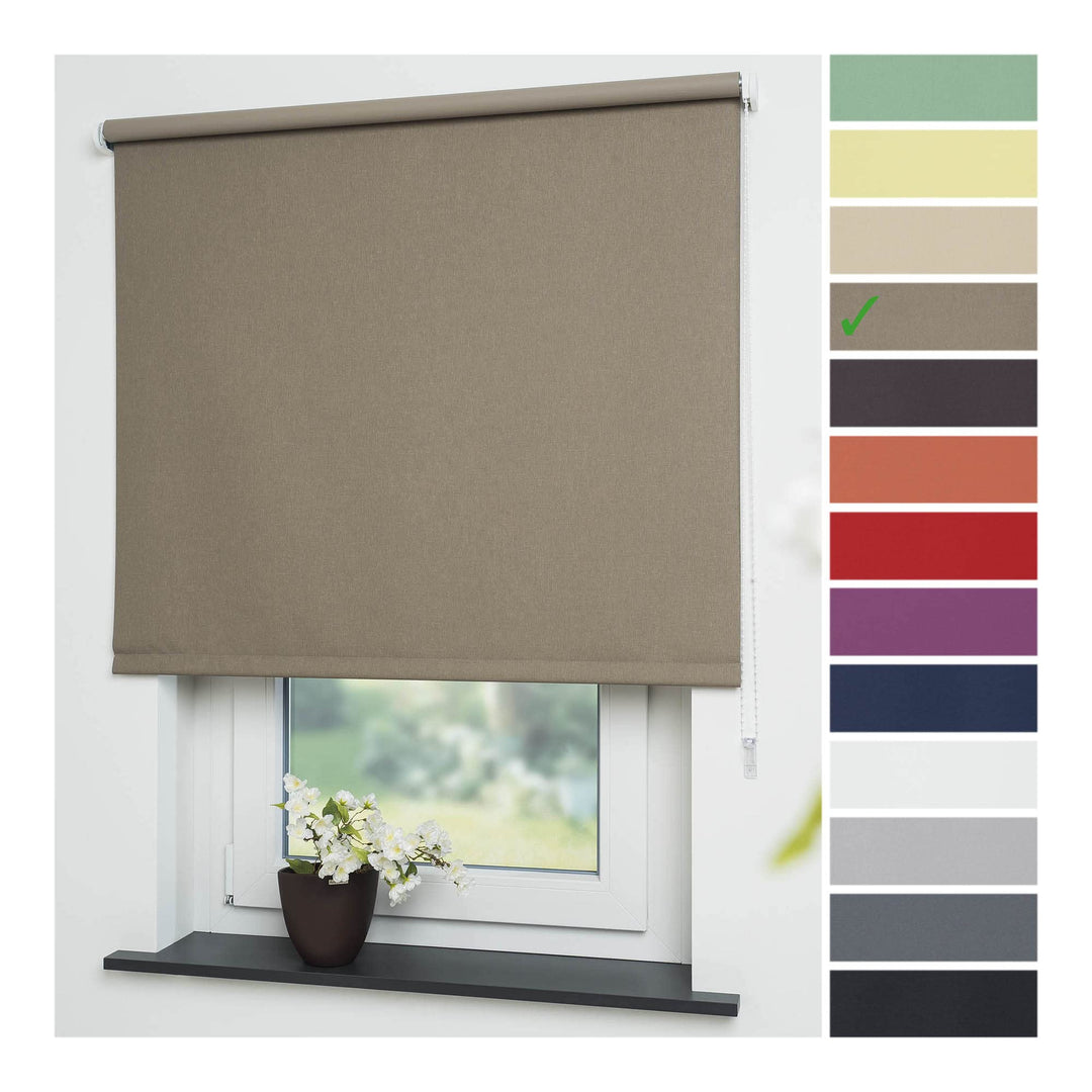 Liedeco® Rollo, Fenster Rollo, Kettenzug-Rollo / 62 x 180 cm (Breite x Höhe), caffee/Verdunkelnd, Ab