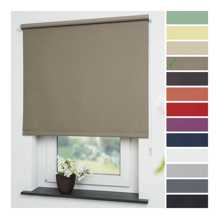 Liedeco® Rollo, Fenster Rollo, Kettenzug-Rollo / 62 x 180 cm (Breite x Höhe), caffee/Verdunkelnd, Ab