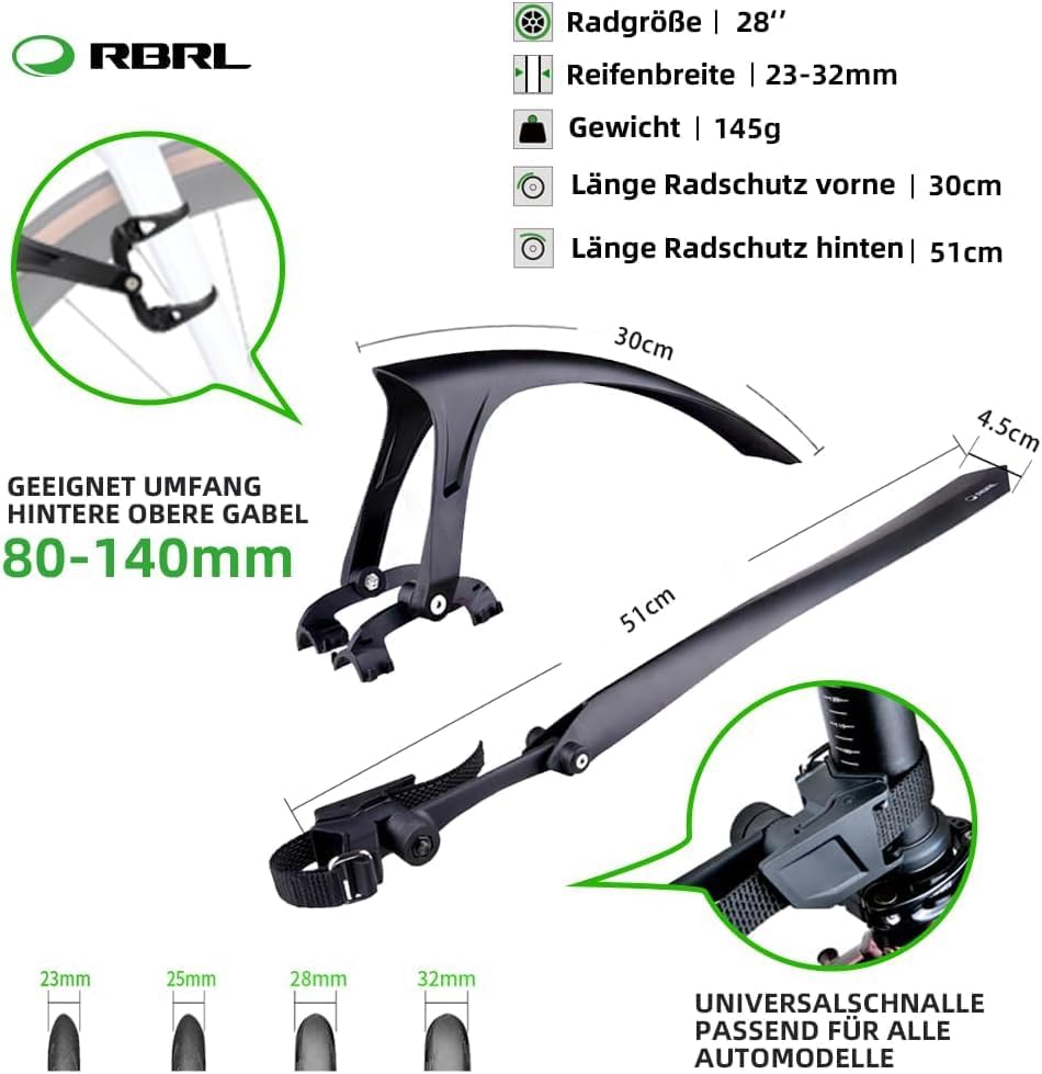 RBRL 700C Fahrrad Schutzblech Rennrad-Schutzblech-Set, für Rennrader, für 20-24-Zoll-Faltrad-Schutzb