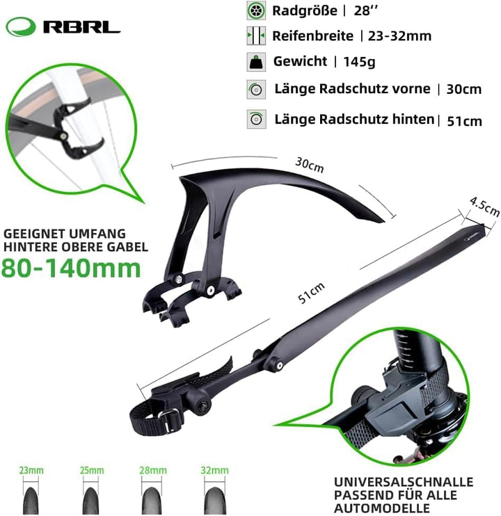 RBRL 700C Fahrrad Schutzblech Rennrad-Schutzblech-Set, für Rennrader, für 20-24-Zoll-Faltrad-Schutzb