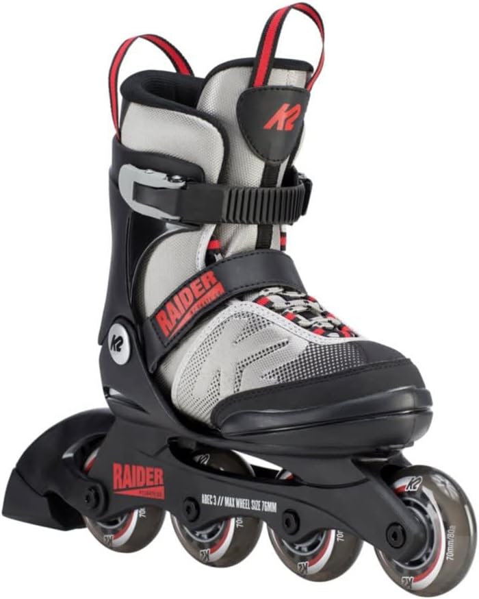 K2 Jungen Raider Inline Skates M (EU: 32-37 / UK: 13-4 / US: 1-5) grey - red, M (EU: 32-37 / UK: 13-