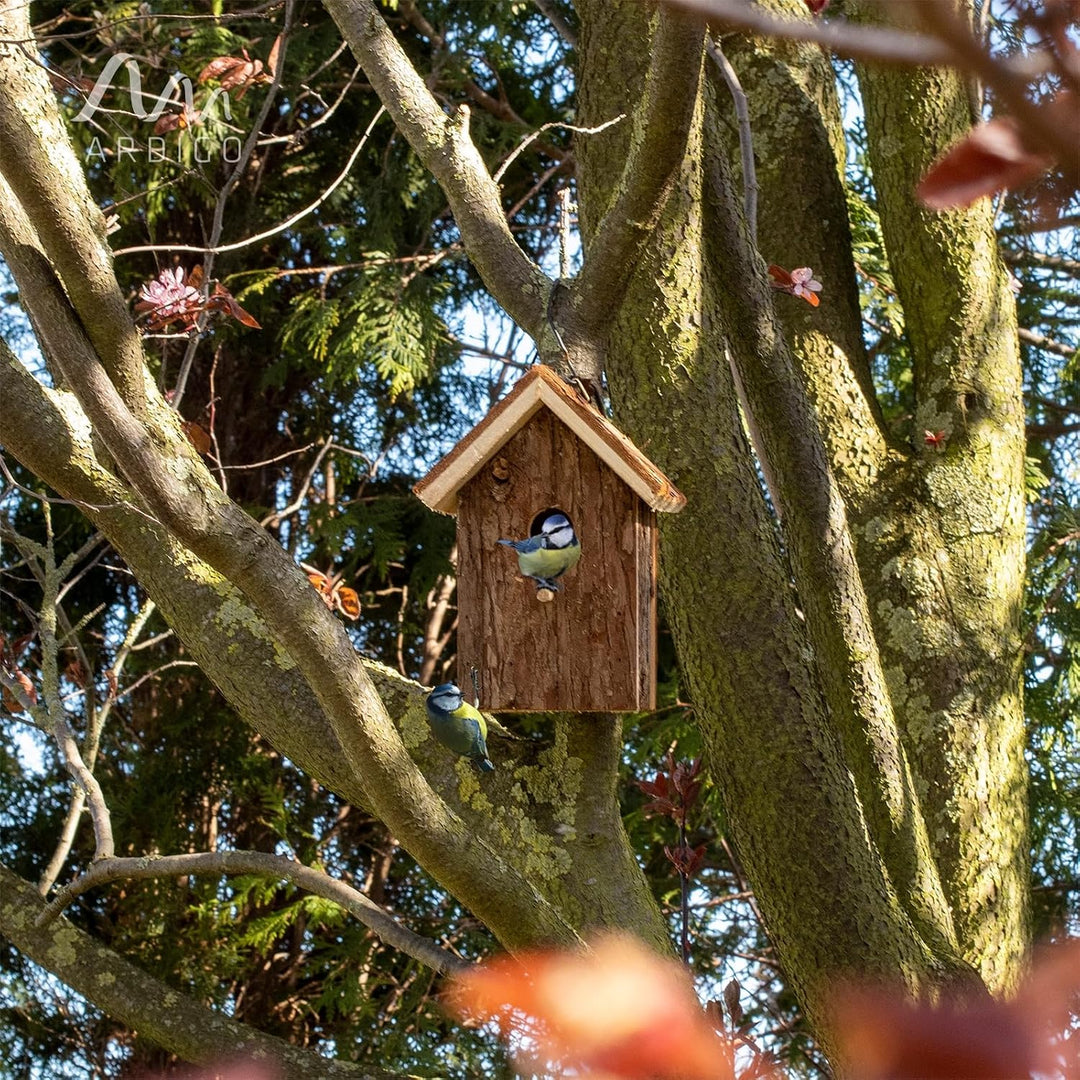 Gardigo Vogelhaus aus Holz | Nistkasten zum Aufhängen | 16 x 19,5 x 11,5 cm | Unbehandeltes Holz | N