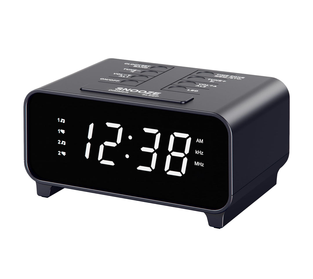 iTOMA Radiowecker mit AM/FM-Radio, Dual-Weckfunktion, Schlummerfunktion, Speicherplätzen, Dimmer,12-
