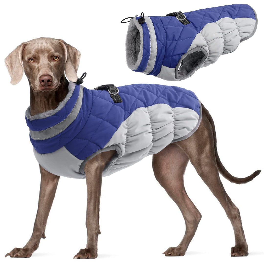 Kuoser Hundejacke Wintermantel für Grosse Hunde - Wasserdicht Winterweste Mit Geschirr - Warme Jacke