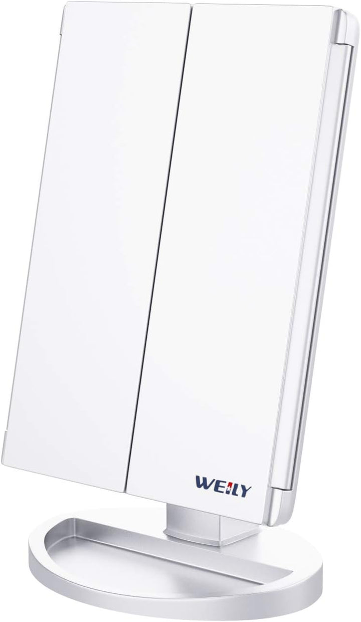 WEILY Schminkspiegel mit Beleuchtung, Faltbare Kosmetikspiegel mit 1X/2X/3X Vergrösserung, Schminksp