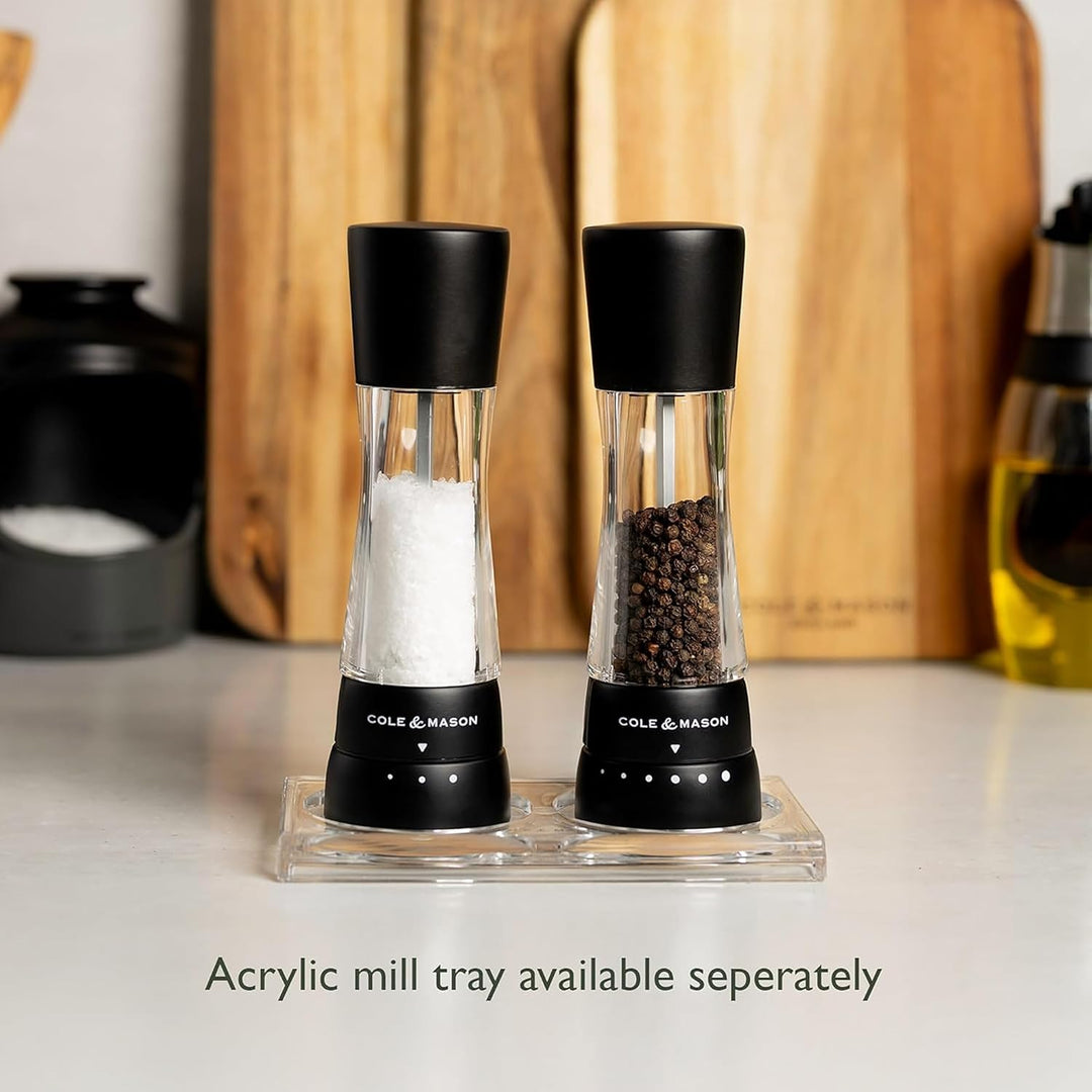Cole & Mason Derwent Schwarz Salz und Pfeffermühle Set, Gewürzmühle, Einstellbarem Keramikmahlwerk,