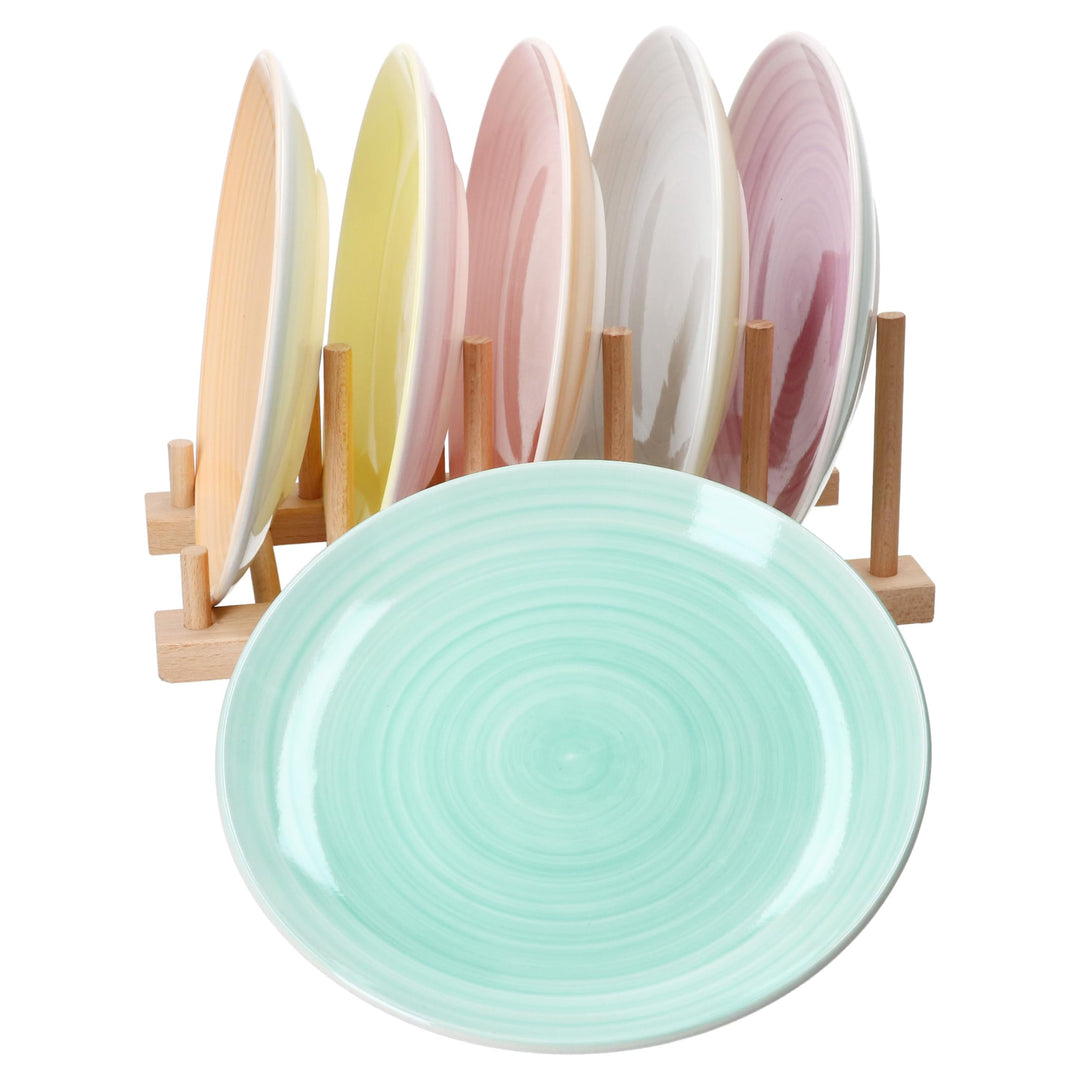 MamboCat Pastello 6er Set Kuchenteller I Bunte Steingut-Frühstücksteller mit Pastell-Farben für 6 Pe