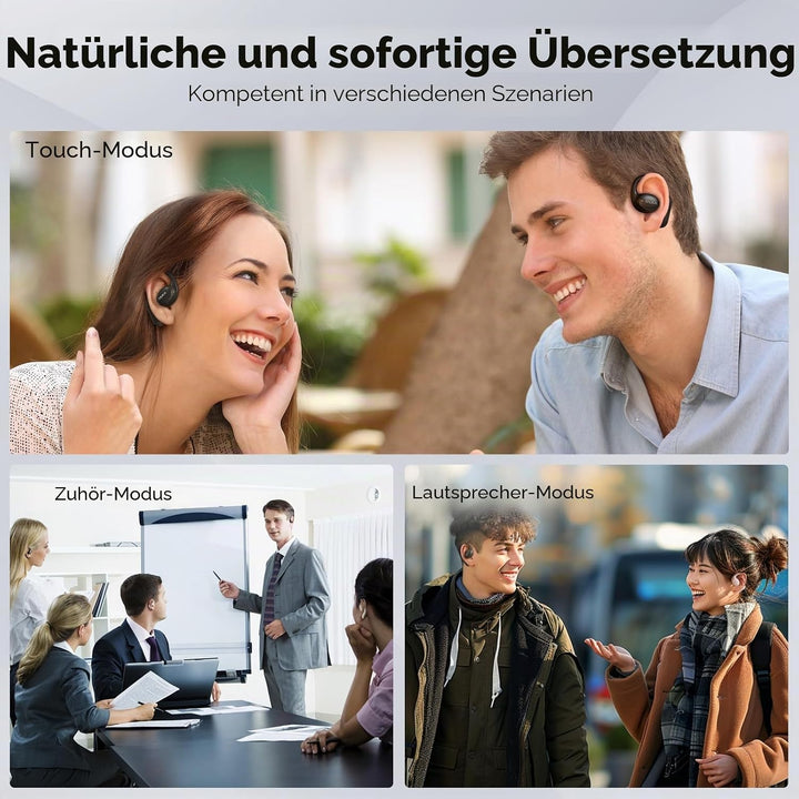 PAXA OpenAir5 Sprachübersetzer Bluetooth 5.4 Echtzeit-Übersetzer mit Sprachübersetzer in Echtzeit mi