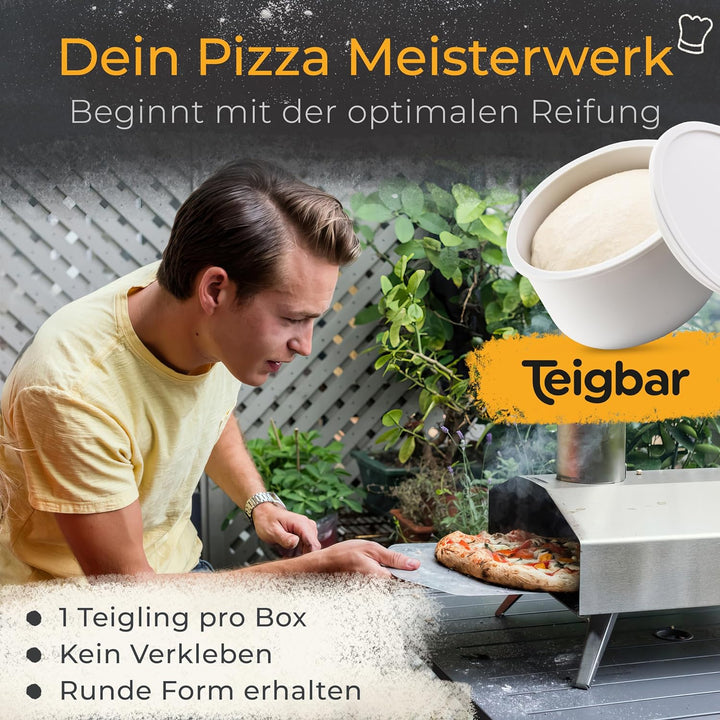 Teigbar Pizzaballenbox mit Deckel, 2er Set - innovative Teigbox aus löse-leichtem Silikon - Pizzatei
