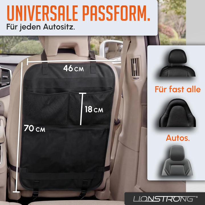 LIONSTRONG® Auto Organizer Kinder Rücksitz [wasserdicht] - Rückenlehnenschutz Auto Kinder - Autositz