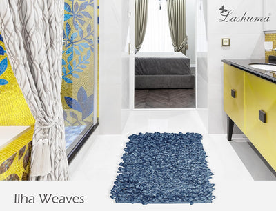 Lashuma Badezimmer Teppich Jeansblau, geeignet für Fussbodenheizung 50x70 cm 50x70 cm Jeansblau, 50x