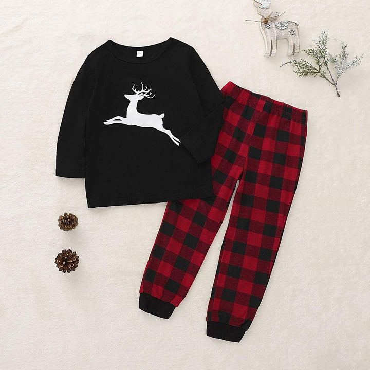SANMIO Weihnachten Familie Outfit Set Matching Lange Ärmel Bluse + Plaid Lange Hosen Pyjama Set Dame