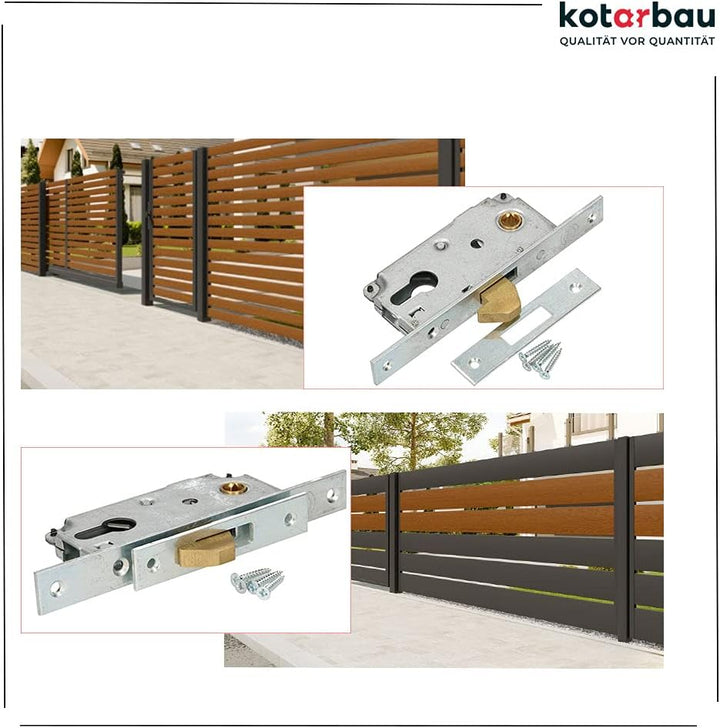 KOTARBAU® Hakenschloss Schiebetore Einsteckschloss 72/40 Schiebetürschloss Hakenfallenschloss Verzin
