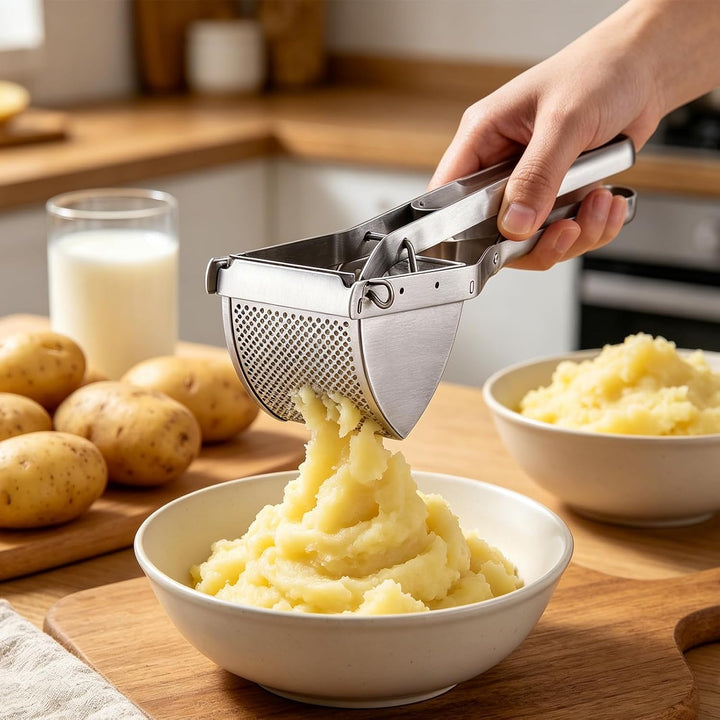 HhBdy Kartoffelpresse, Kartoffelstampfer Edelstahl Kartoffelquetsche Ergonomisch Stampfer Küche Mult