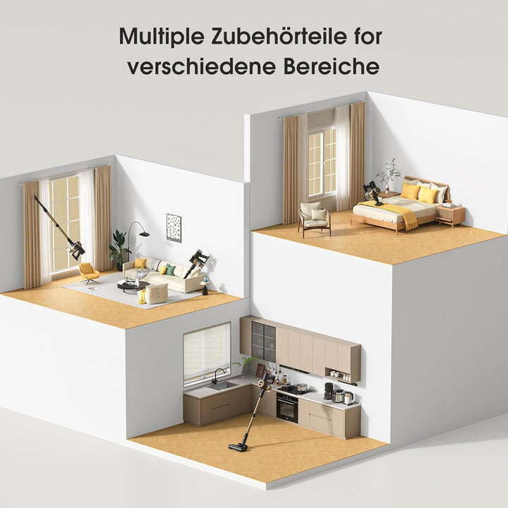 Lubluelu Kabelloser Akku Staubsauger 45kPa, 450W Leistungsstarker Motor, Leicht & Geräuscharm mit LE