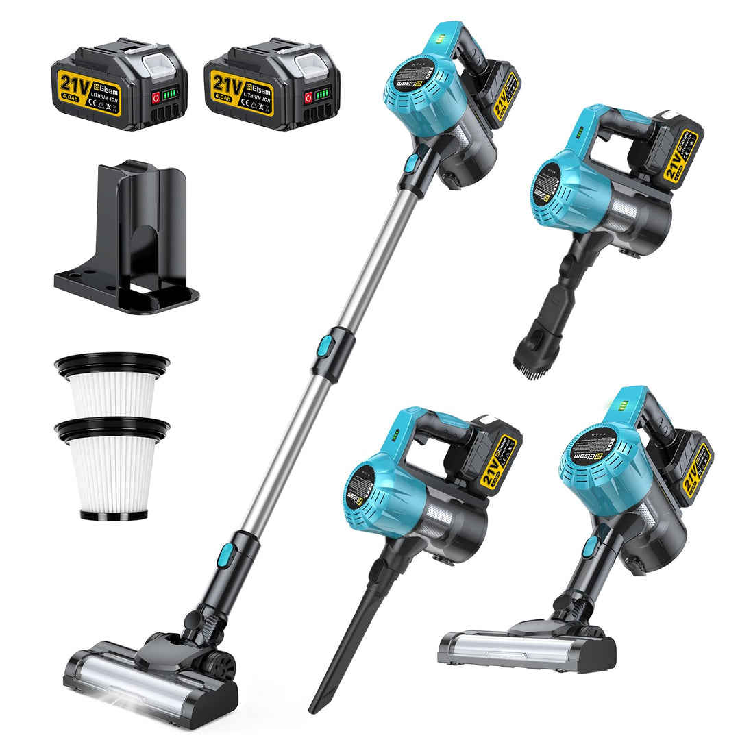 Gisam Akku Staubsauger Kabellos 55000 Pa/650W/70Min, Bürstenloser Motor Mit DREI verschiedenen Bürst
