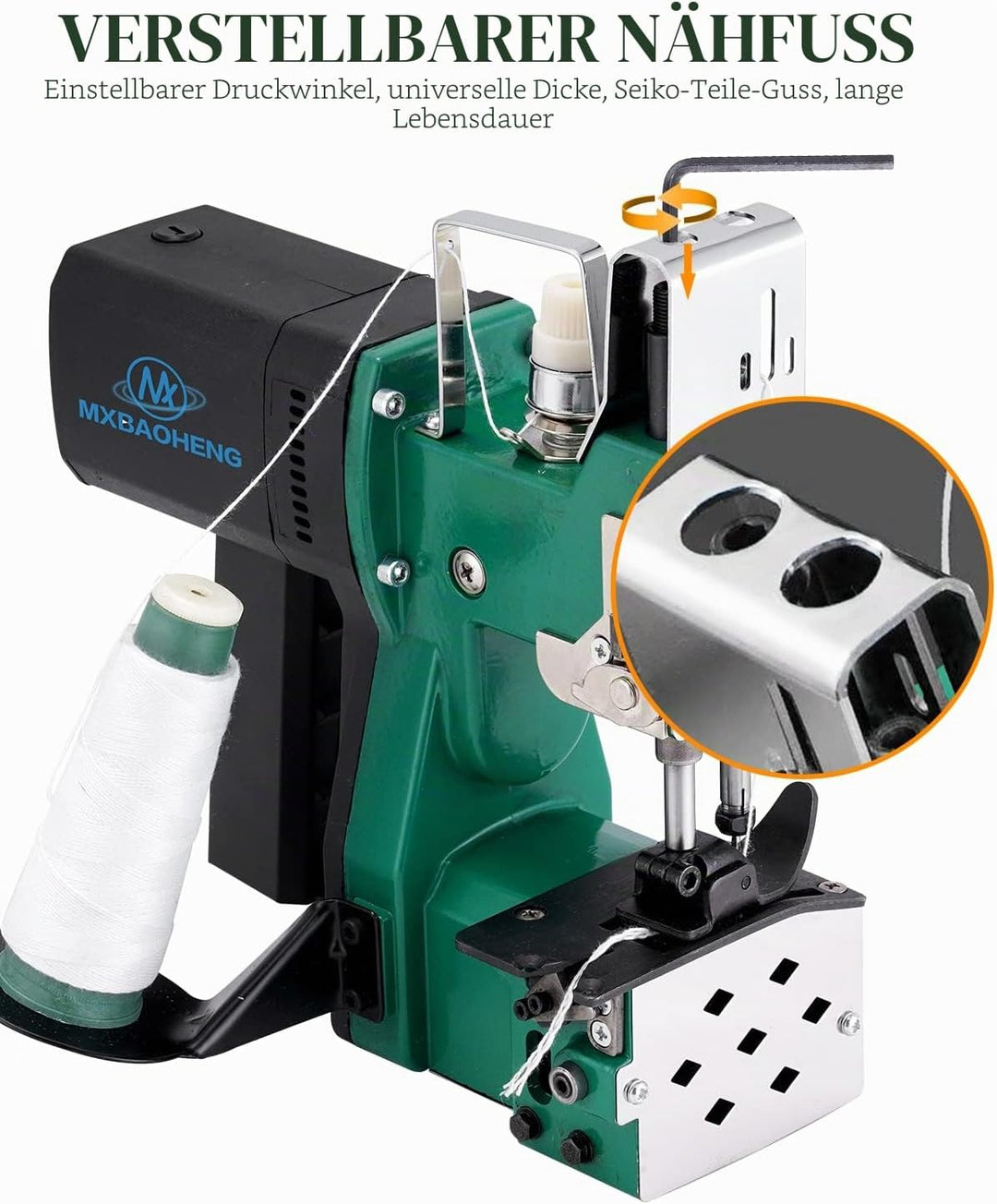 MXBAOHENG Sacknähmaschine 220V Nähmaschine für Säcke Tragbares Beutelverschliessmaschine Elektrische