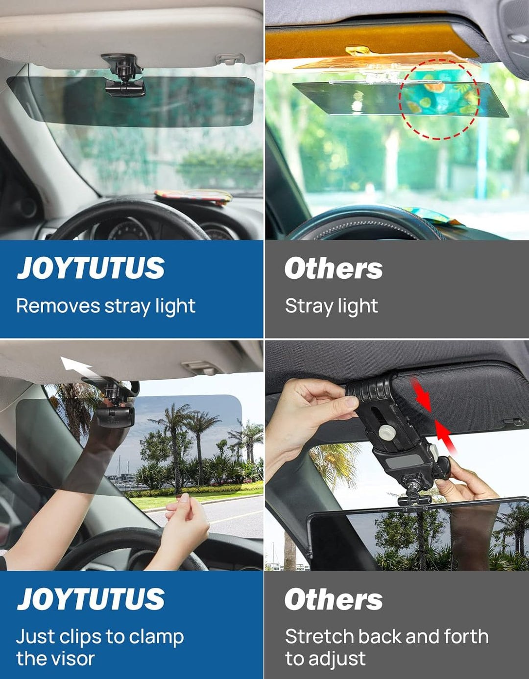 JOYTUTUS Auto Sonnenblende Verlängerung, Frontscheibe-Sonnenschutz, Blend- und UV-Strahlenschutz, Po
