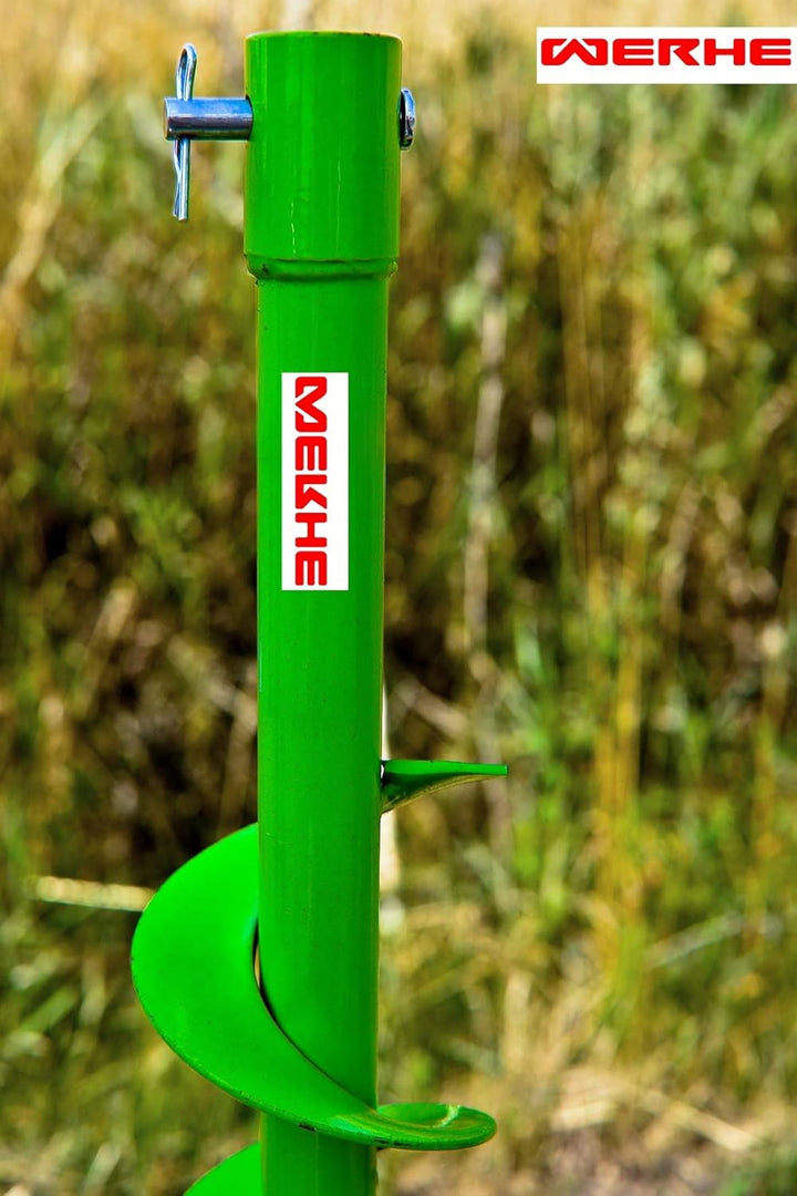 WERHE Profi Bohrer für Erdbohrer 100 mm Pfahlbohrer Brunnenbohrer präzise Bohrspitze Spiral eco Farb