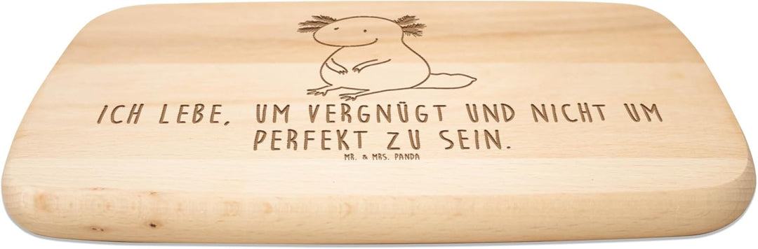 Mr. & Mrs. Panda Massivholz Schneidebrett Axolotl Niedlich - Geschenk, vesperbrett, schneidbrett, Fr