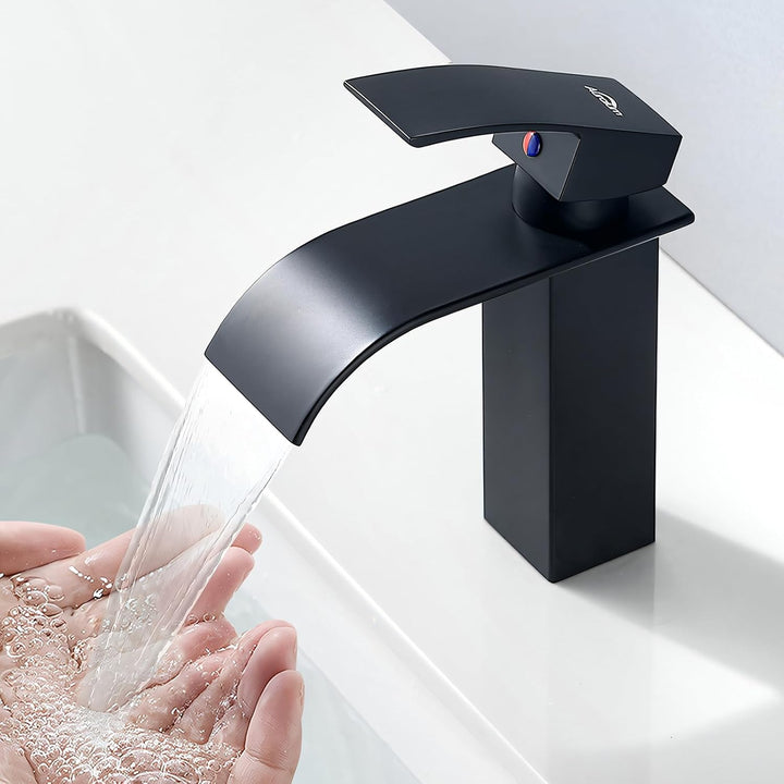 Auralum Wasserhahn schwarz Bad, Mischbatterie Waschbecken schwarz, Armatur Badezimmer schwarz mit Au