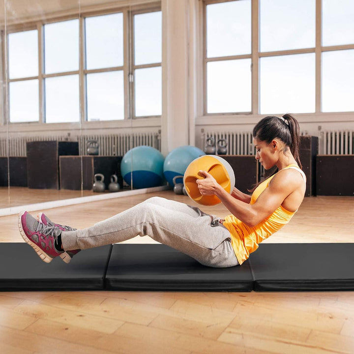 COSTWAY 180 x 60 x 5 cm Weichbodenmatte klappbar, Gymnastikmatte tragbar, Yogamatte wasserabweisend,