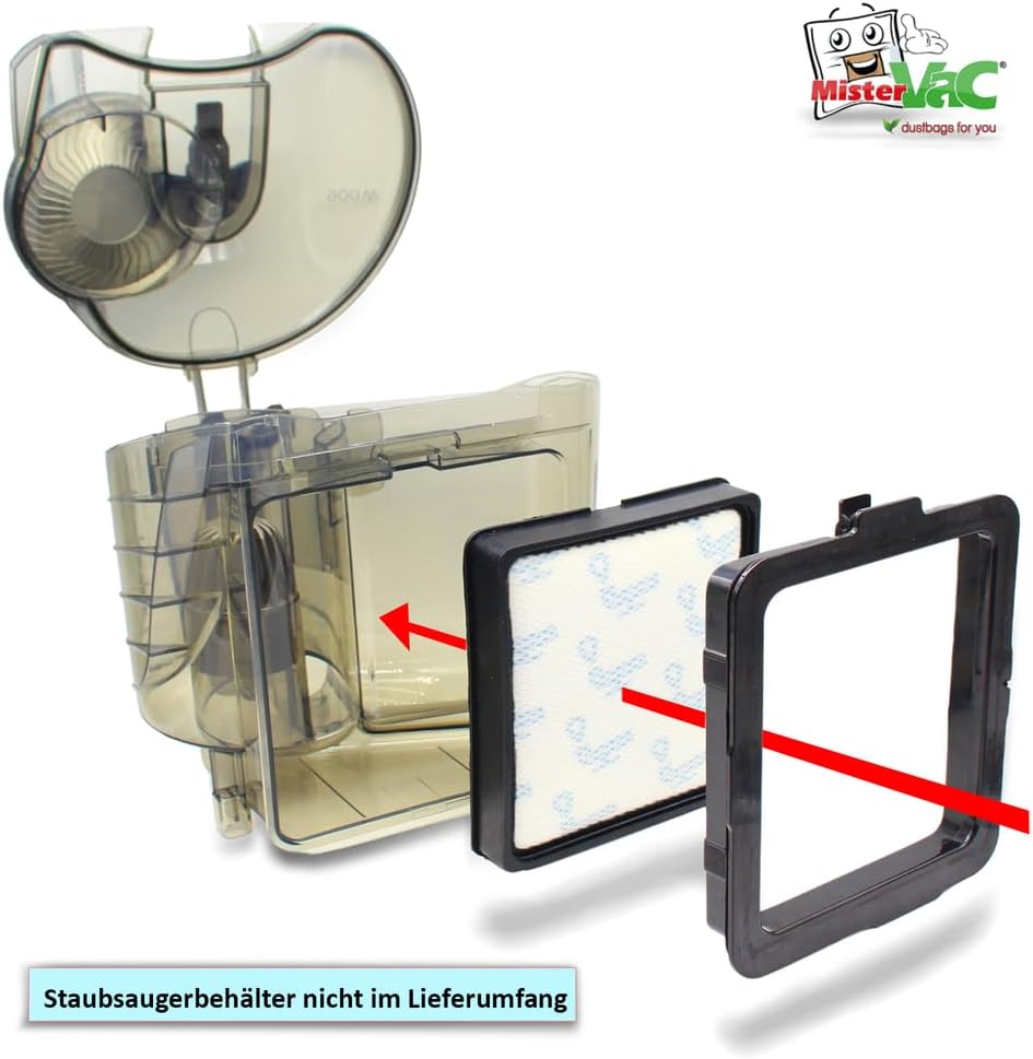 MisterVac Staubsaugerfilter Hepa Filter Ersatzfilter kompatibel mit Philips FC9741 PowerPro Expert