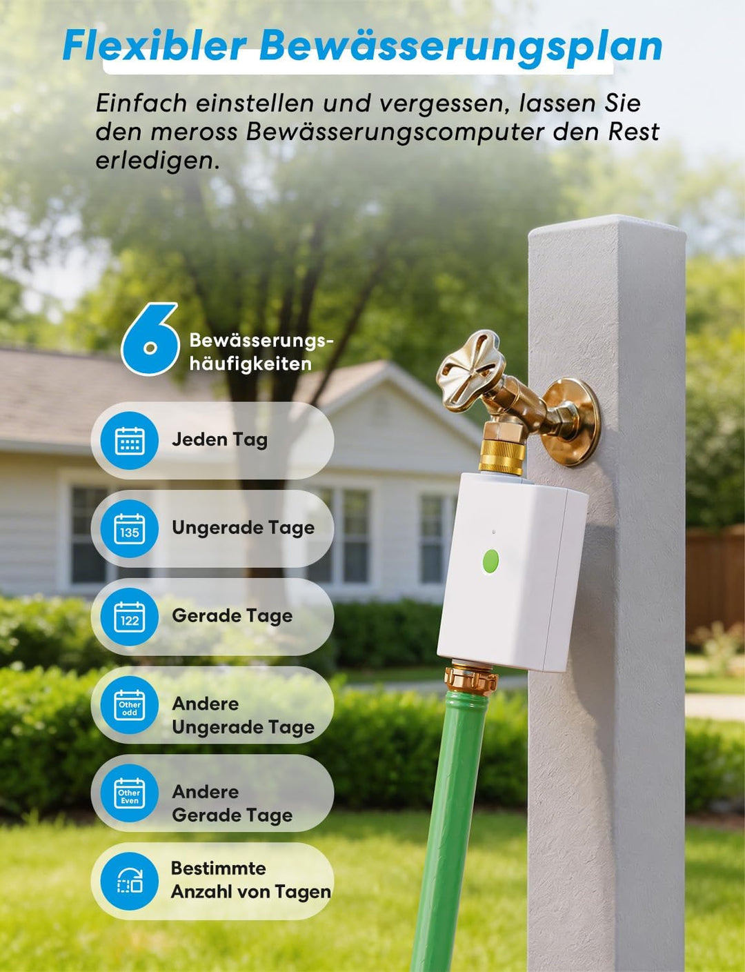 Meross Bewässerungscomputer WLAN MST100 | Automatische Bewässerung - APP Steuerung | Aussen-Fernsteu