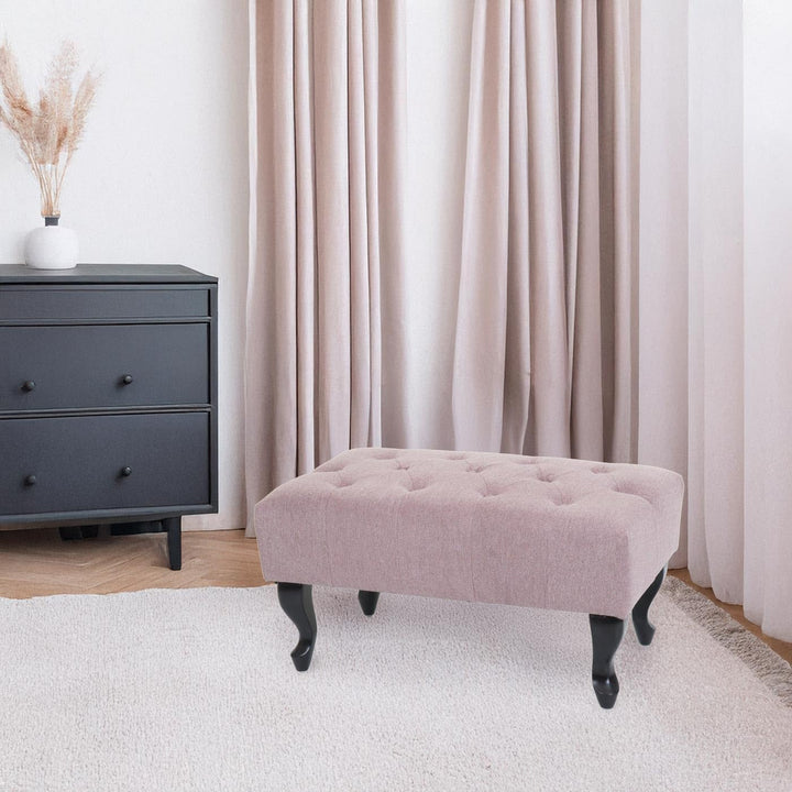 Mendler Ottomane Chesterfield, Sitzhocker Fussablage Hocker, wasserabweisend Stoff/Textil 39x77x47cm