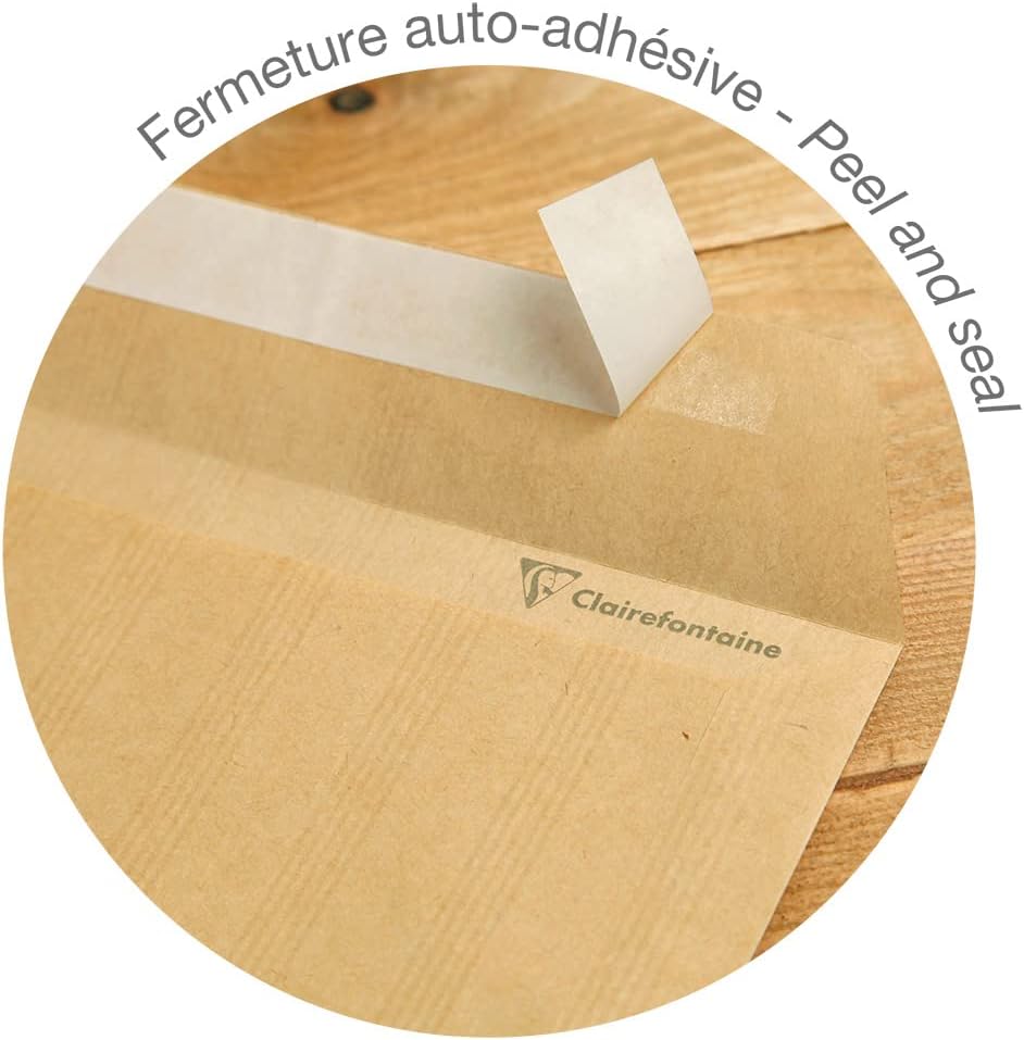 Clairefontaine 7742C - Karton mit 500 Versandtaschen Kraftbraun C5-162x229 mm, selbstklebend, 90g, 1