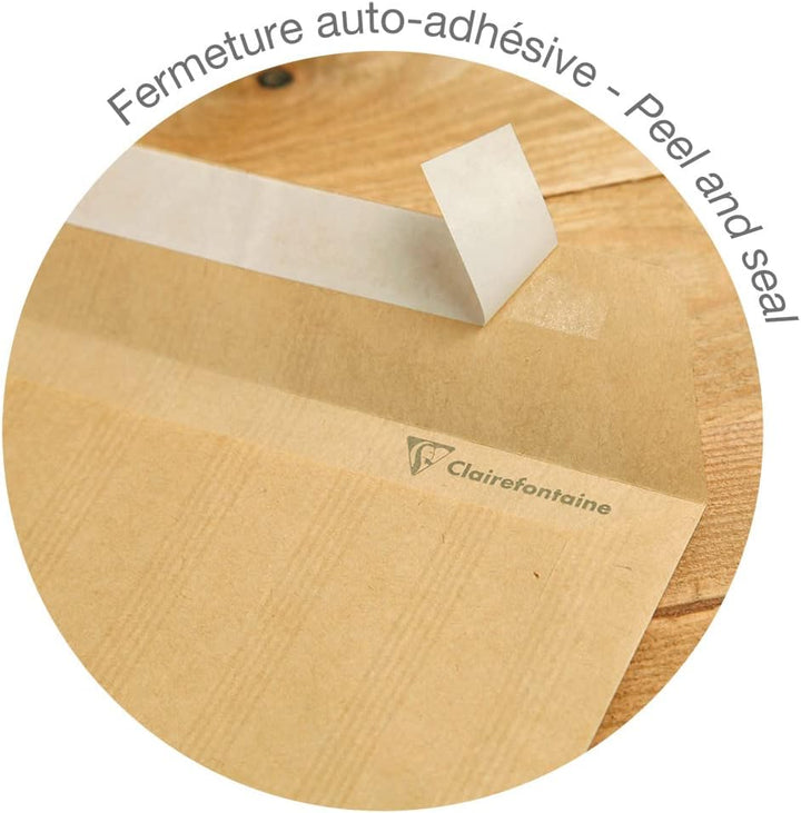 Clairefontaine 7742C - Karton mit 500 Versandtaschen Kraftbraun C5-162x229 mm, selbstklebend, 90g, 1